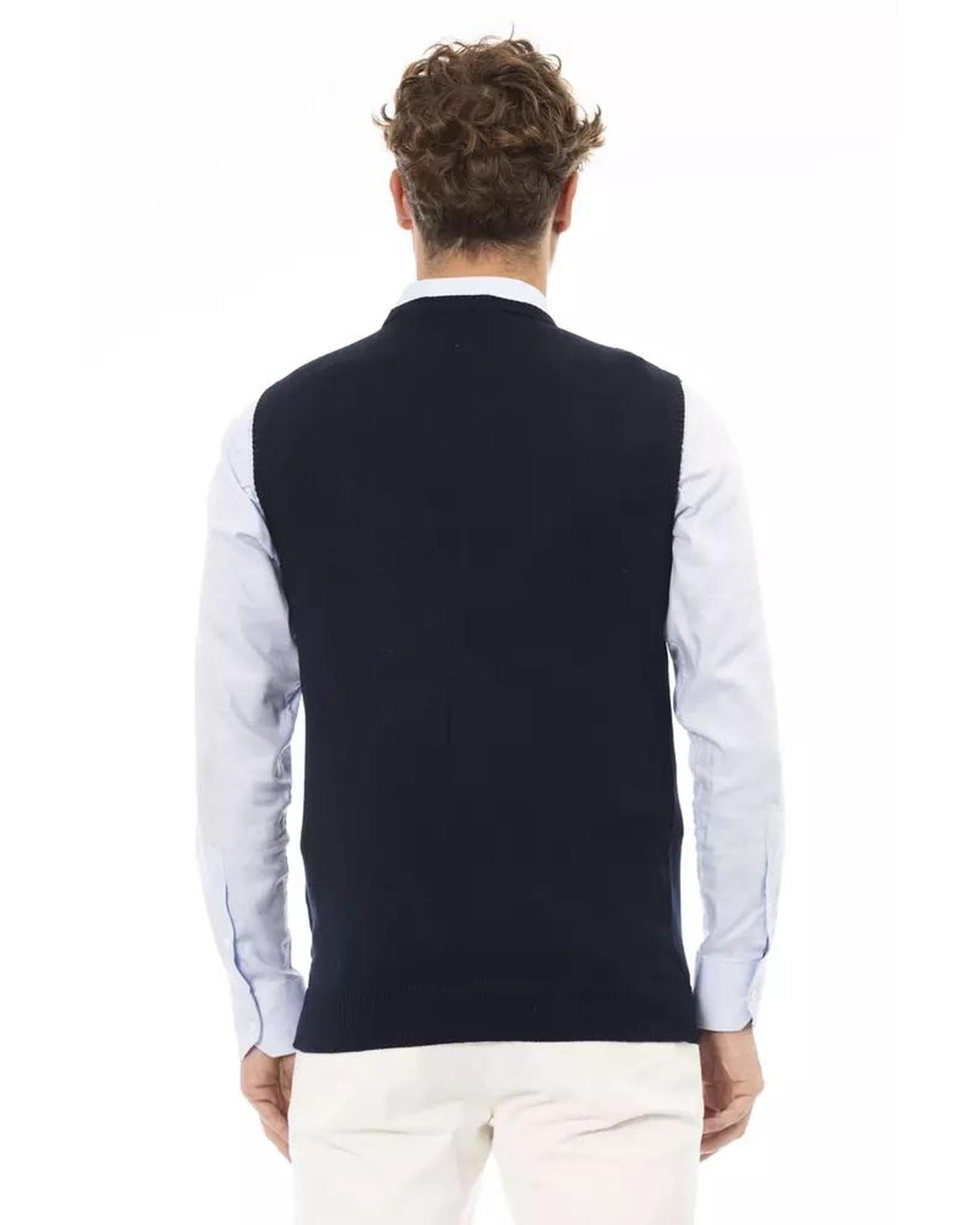 Alpha Studio Men's Blue Viscose Vest - 46 IT