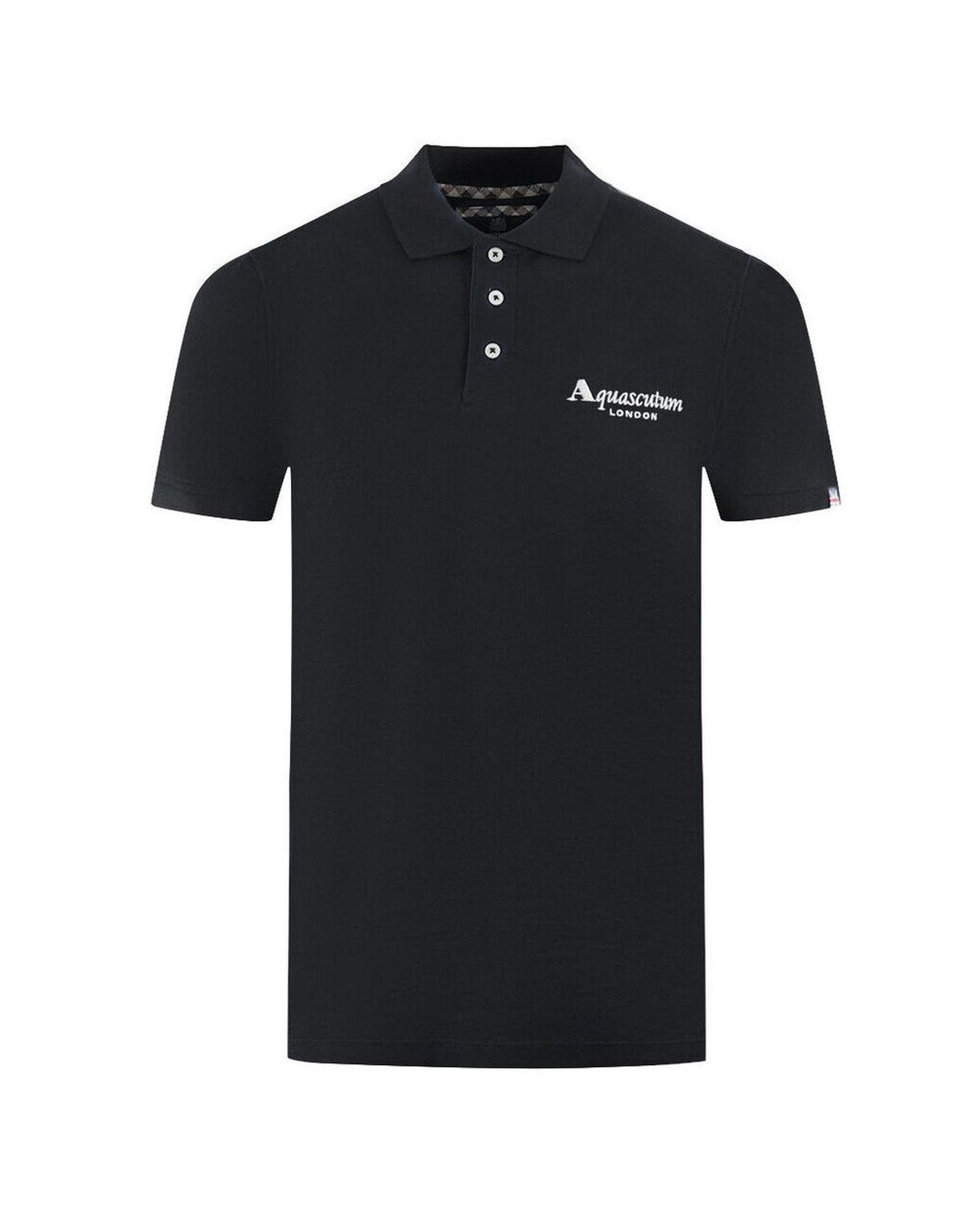 Aquascutum Men's Black Cotton Polo Shirt - S