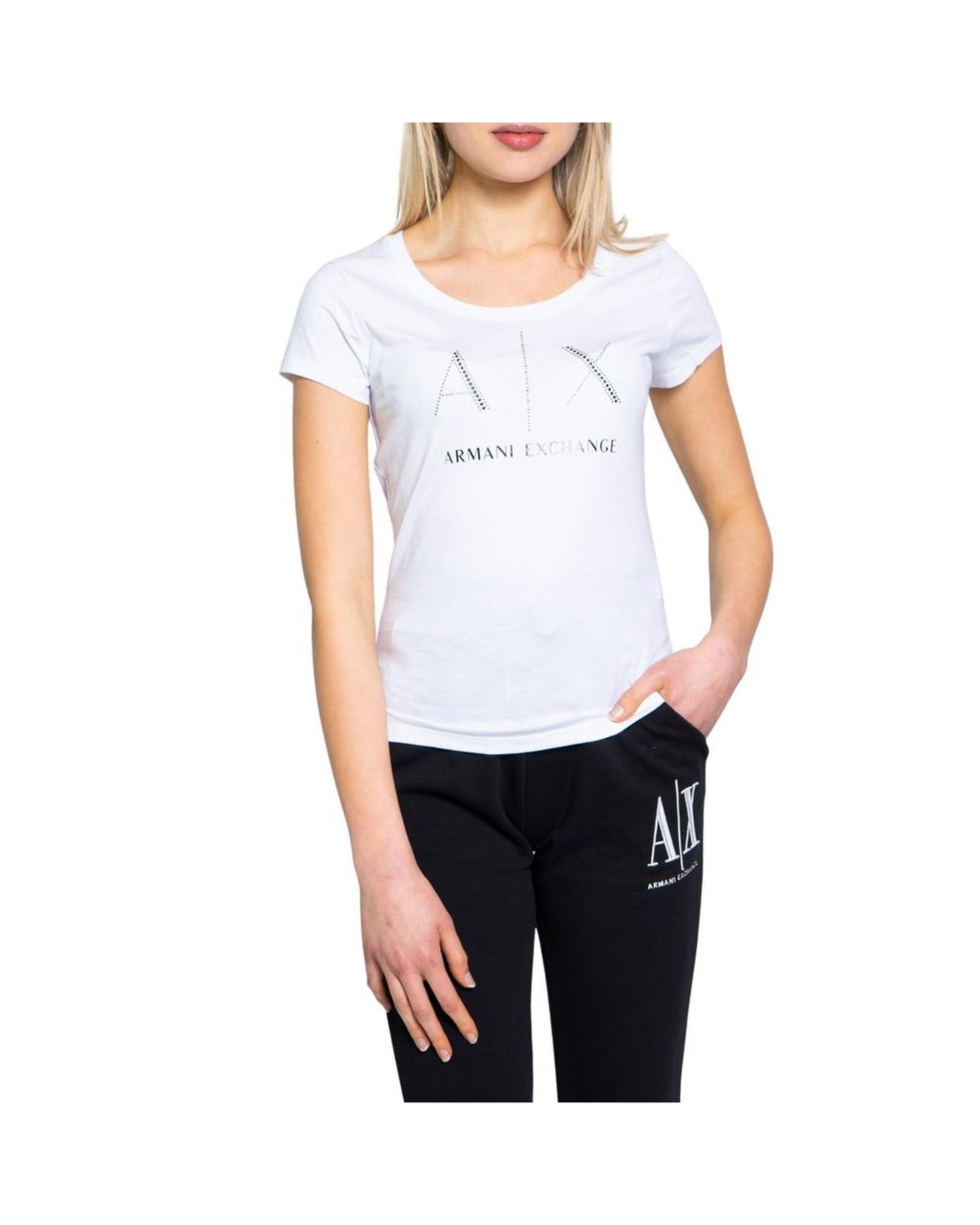 Armani Exchange Women's White Cotton Tops & T-Shirt - XL