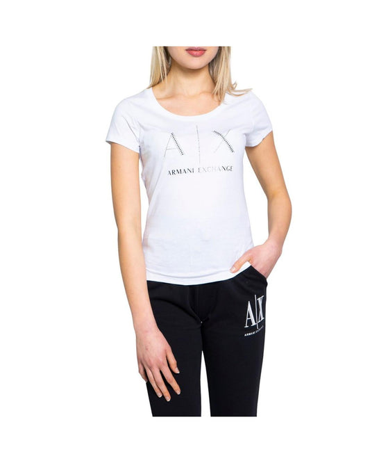 Armani Exchange Women's White Cotton Tops & T-Shirt - XL