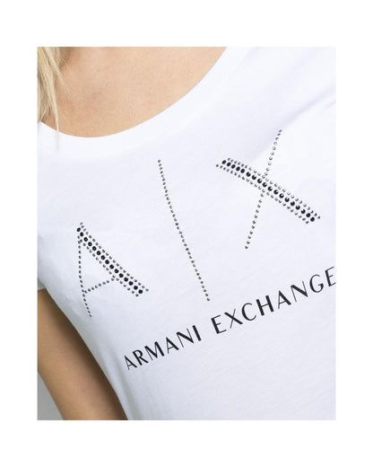 Armani Exchange Women's White Cotton Tops & T-Shirt - XL