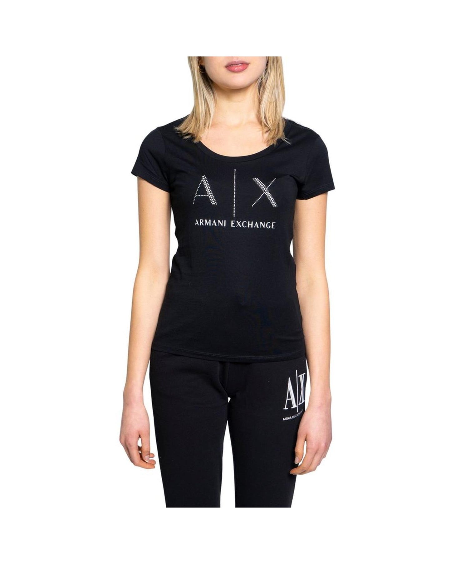 Armani Exchange Women's Black Cotton Tops & T-Shirt - 38 IT