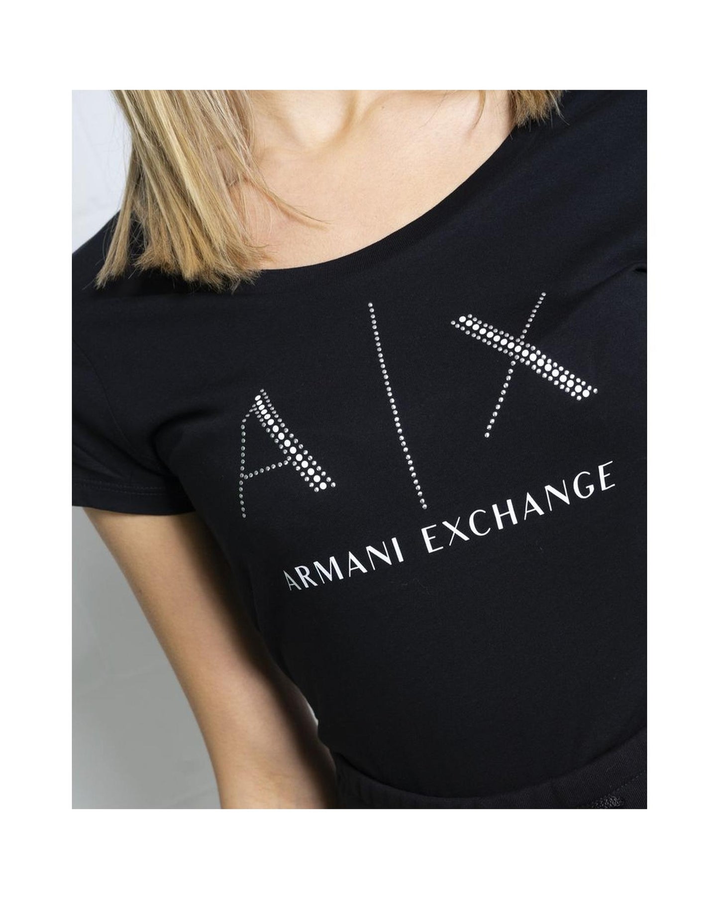 Armani Exchange Women's Black Cotton Tops & T-Shirt - 38 IT