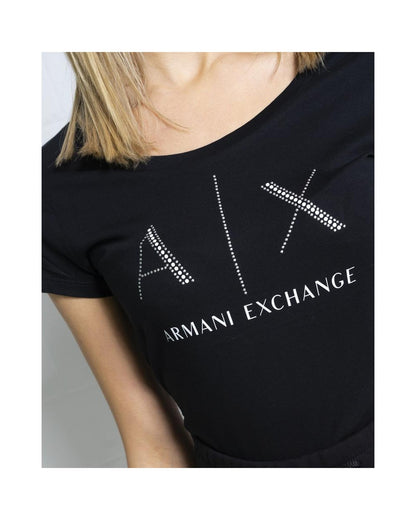 Armani Exchange Women's Black Cotton Tops & T-Shirt - 38 IT