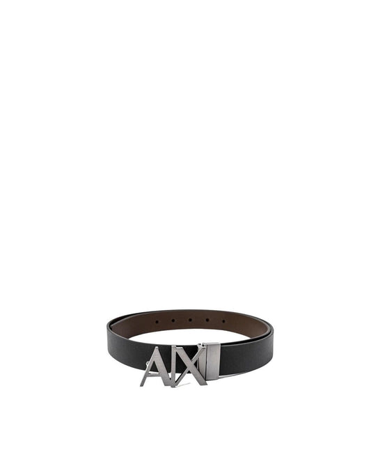 Armani Exchange Men's Black Leather Belt - 100 cm