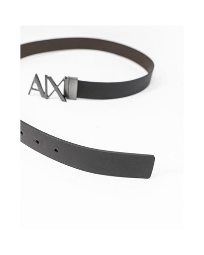 Armani Exchange Men's Black Leather Belt - 100 cm