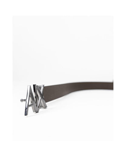 Armani Exchange Men's Black Leather Belt - 100 cm