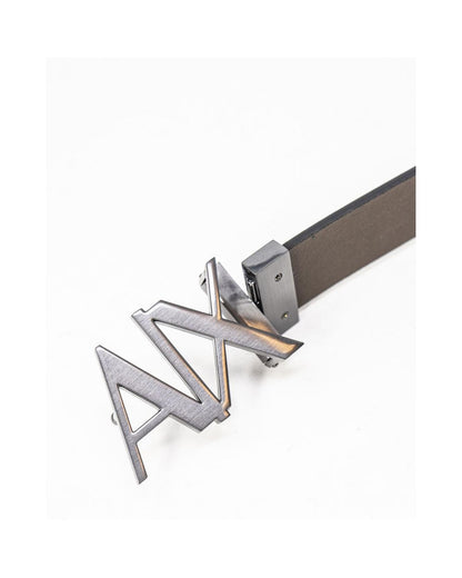 Armani Exchange Men's Black Leather Belt - 100 cm