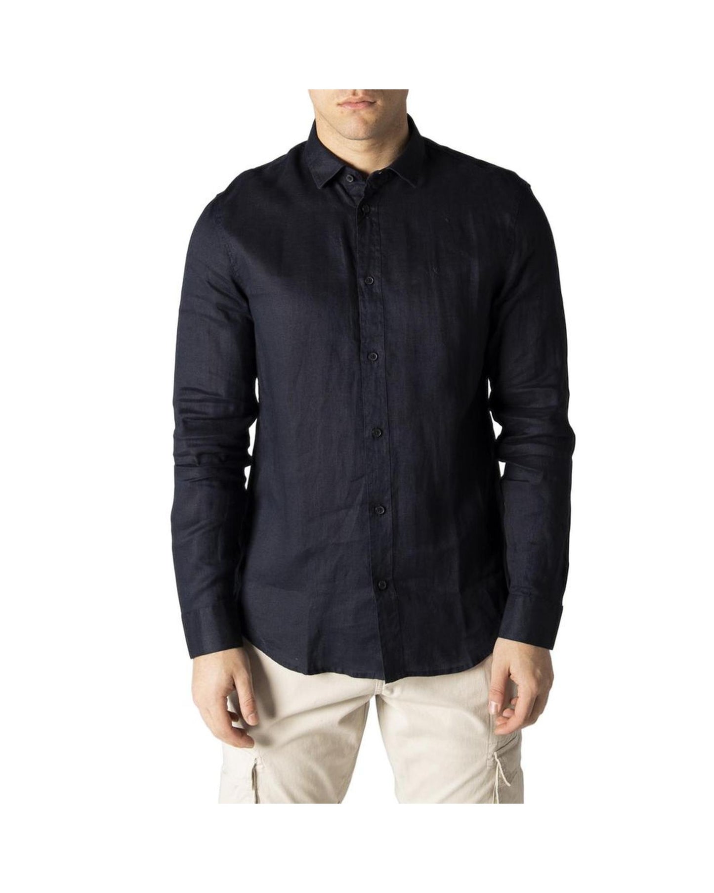 Armani Exchange Men's Blue Linen Shirt - 44 IT