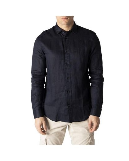 Armani Exchange Men's Blue Linen Shirt - 44 IT