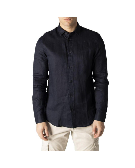 Armani Exchange Men's Blue Linen Shirt - 44 IT