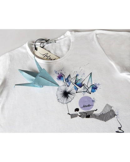 ATratti Women's Elegant White Stretch Viscose Tee - S