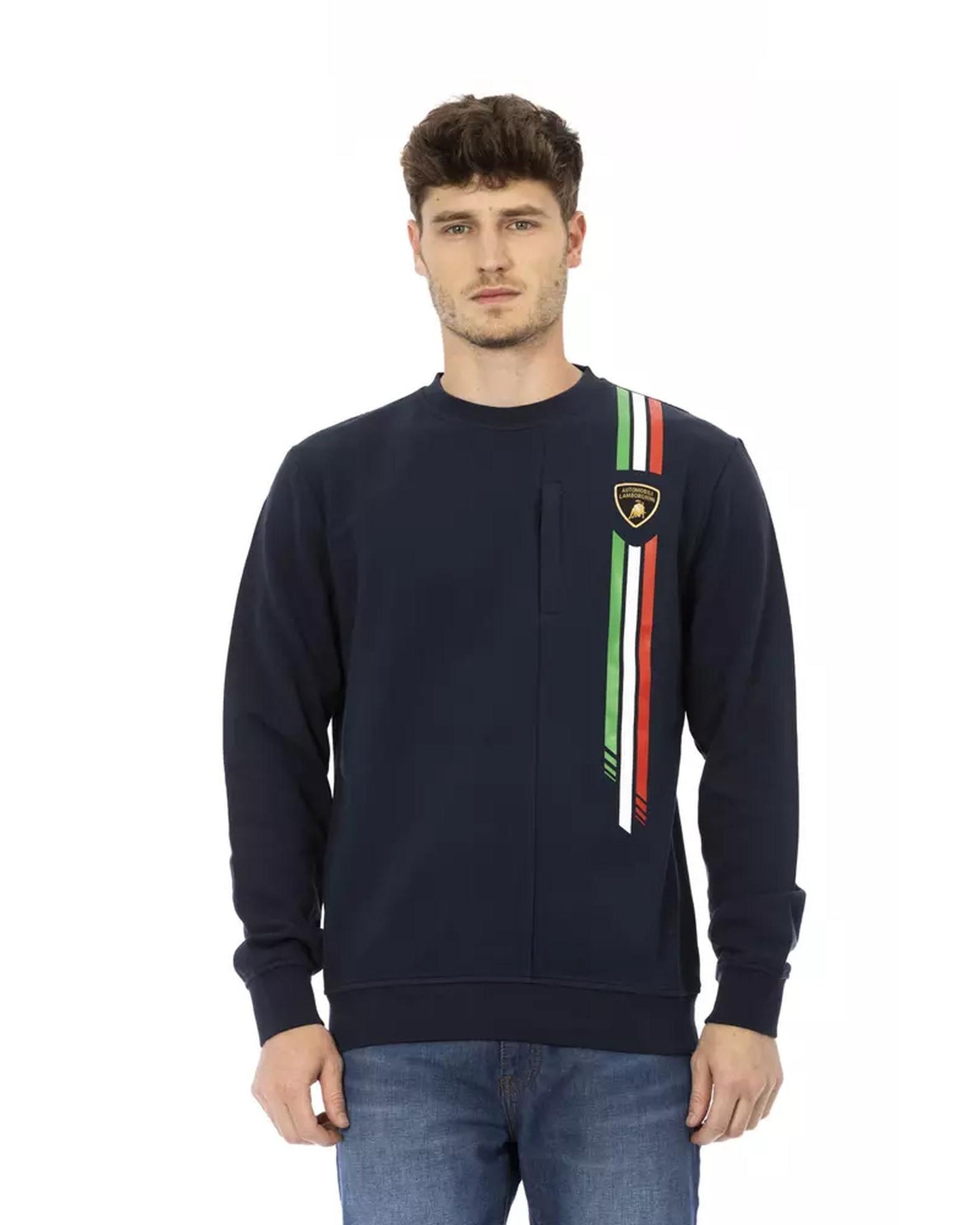 Shield Logo Crewneck Sweatshirt with Tricolor Print L Men