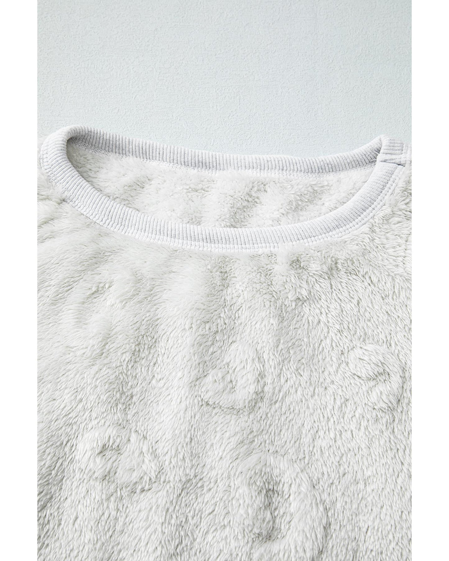 Light Grey Leopard Textured Loose Fit Fleece Lounge Set - S