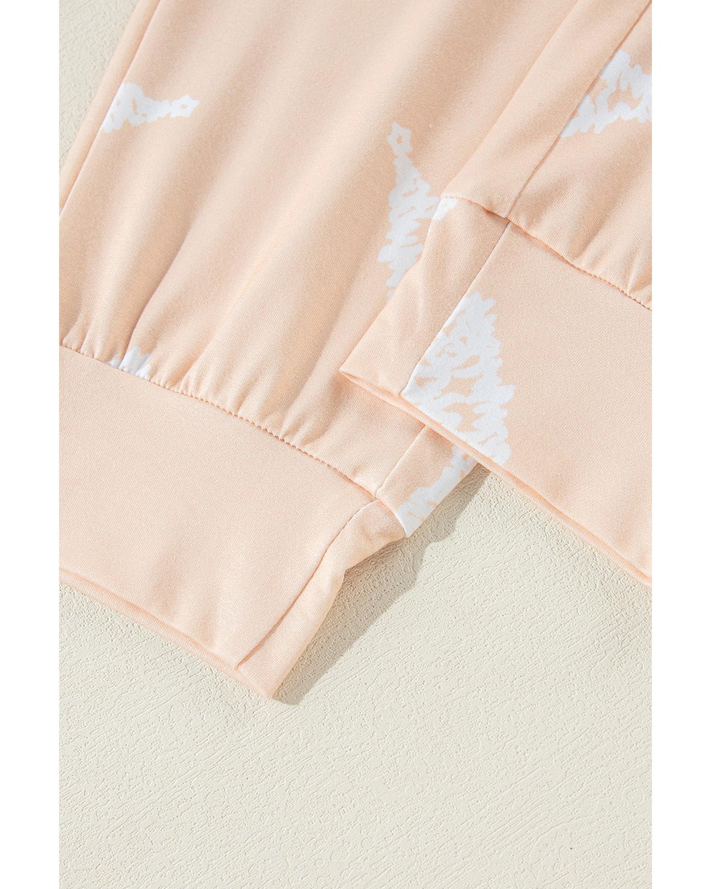 Apricot Christmas Tree Print Loose Fit Two Piece Pajama Set - L