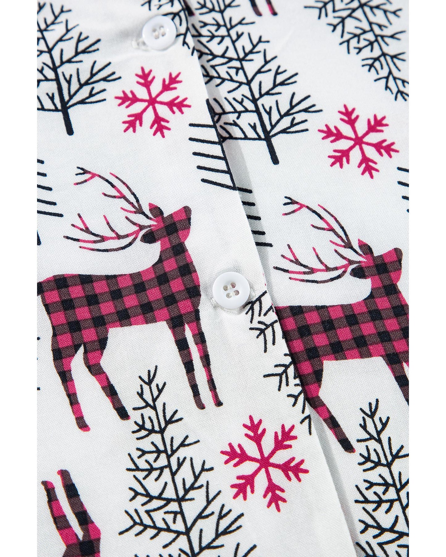 White Christmas Printed Shirt and Pants Pajama Set - M