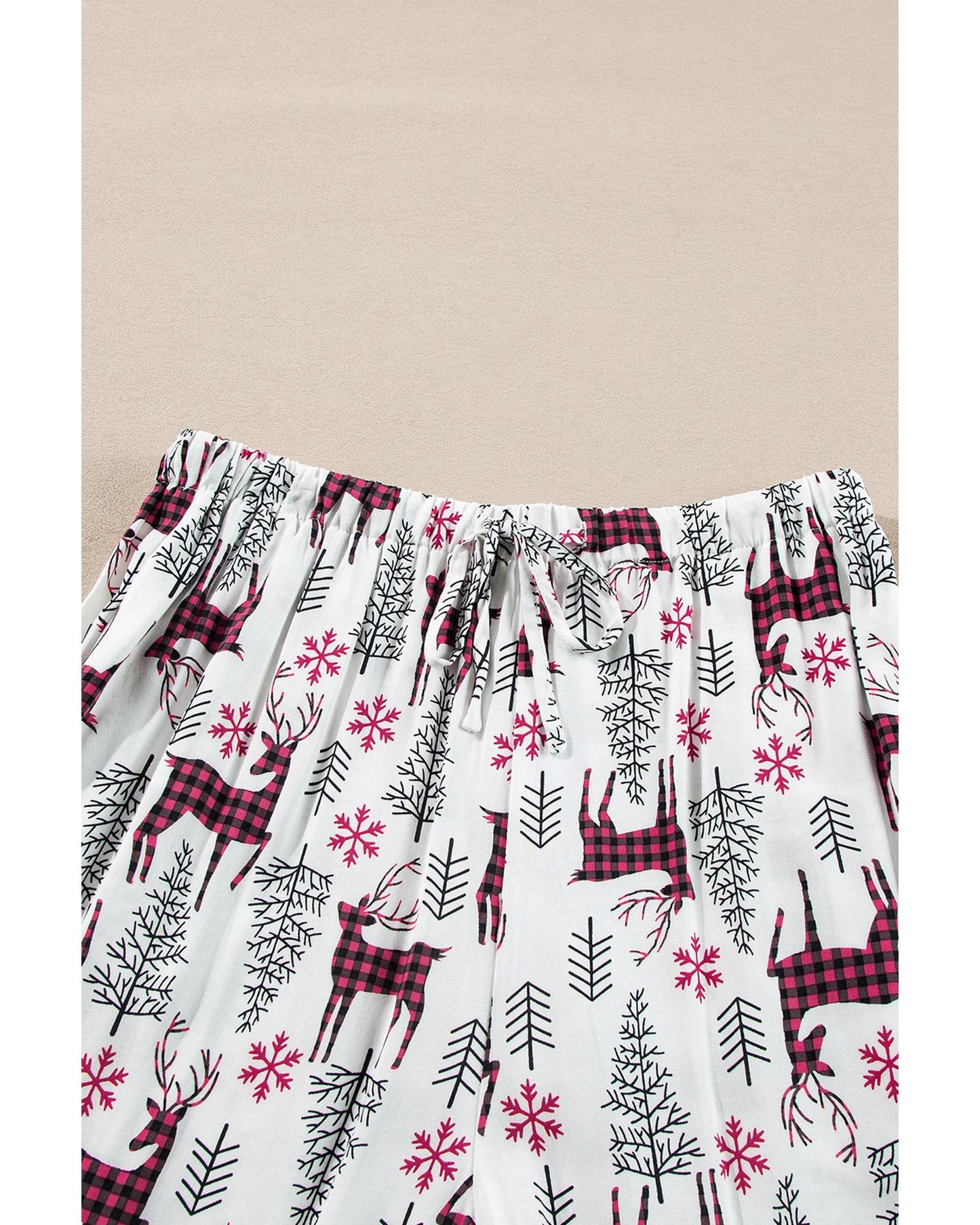 White Christmas Printed Shirt and Pants Pajama Set - M