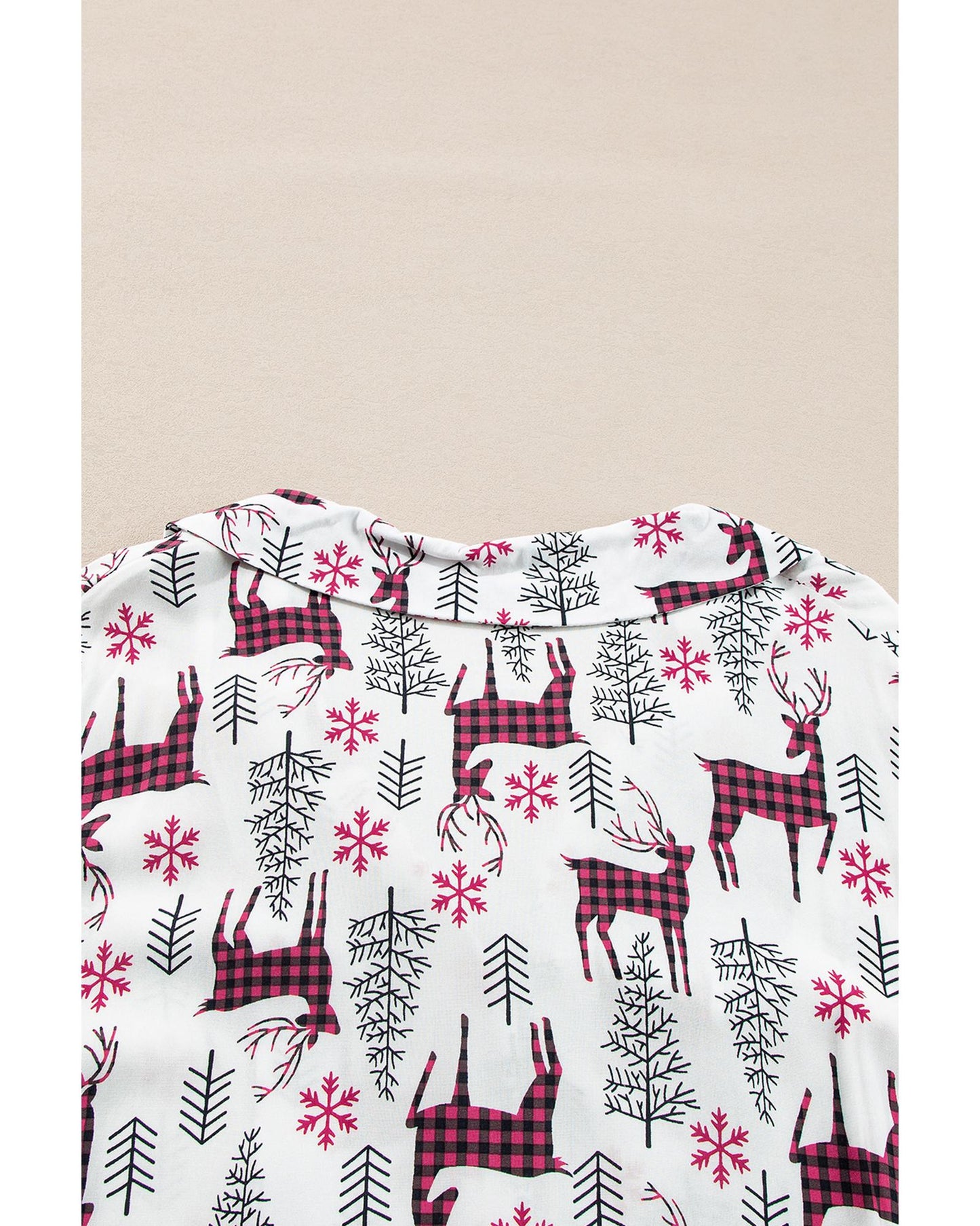 White Christmas Printed Shirt and Pants Pajama Set - M
