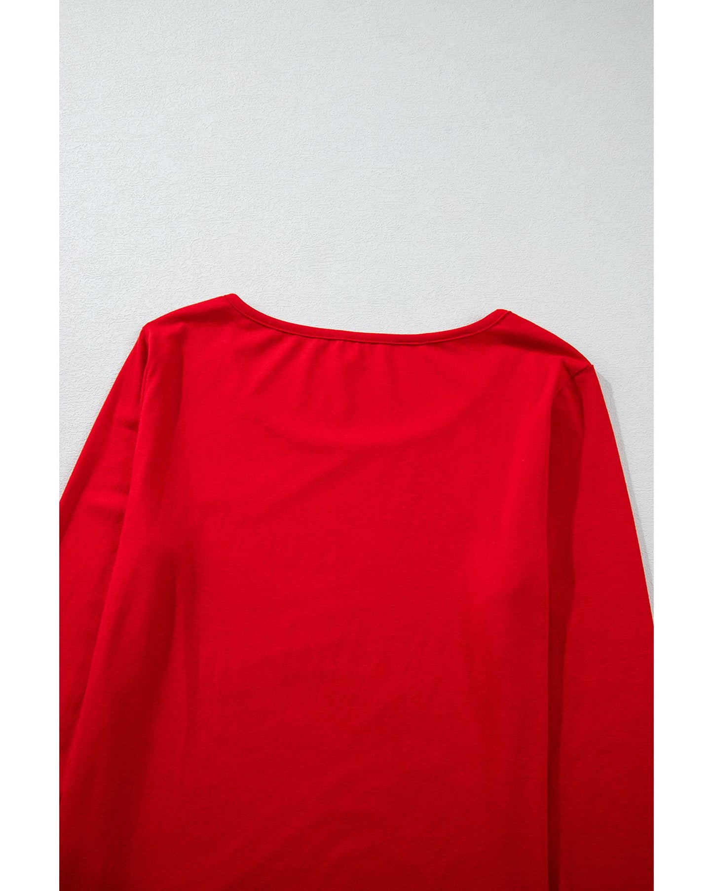 Red Solid Top and Christmas Pants Two Piece Lounge Set - L