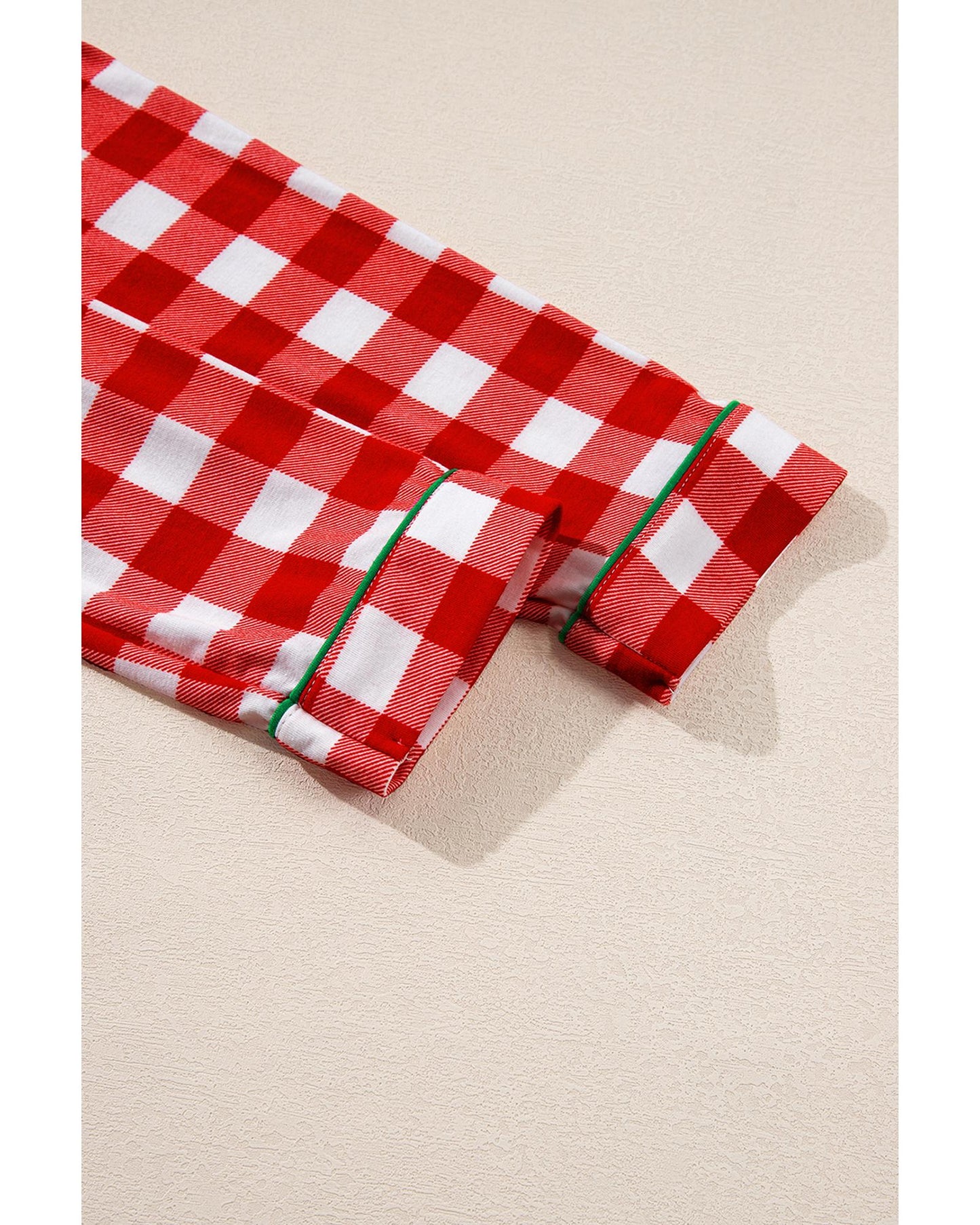 Fiery Red Christmas Plaid Print Shirt and Pants Pajama Set - S