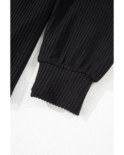 Black Corded MERRY Graphic Long Sleeve Top and Shorts Set - L