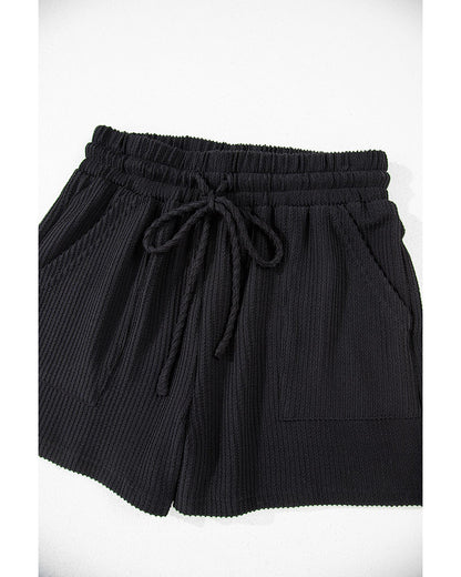 Black Corded MERRY Graphic Long Sleeve Top and Shorts Set - L