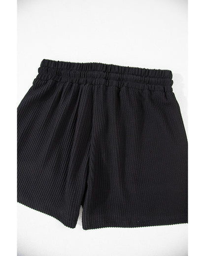 Black Corded MERRY Graphic Long Sleeve Top and Shorts Set - L