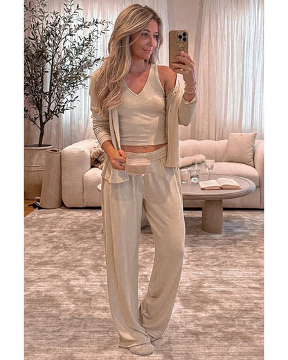 Oatmeal 3-Piece Cozy Knit Lounge Set - S