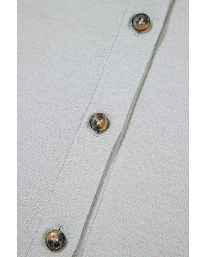 Gray 3 Pcs Crop Tank Top Shorts with Cardigan Lounge Set - M