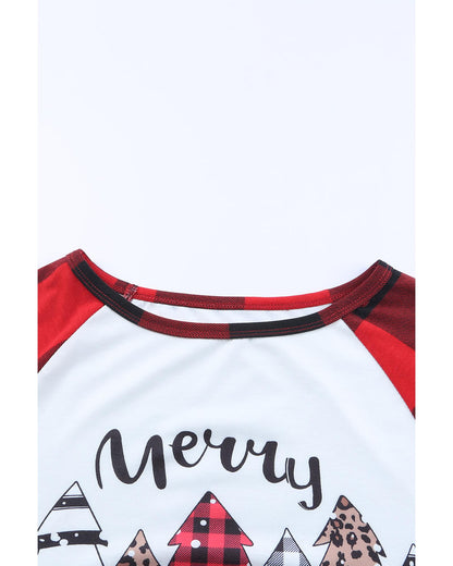 Red Plaid Merry Christmas Graphic Loungewear Set - S