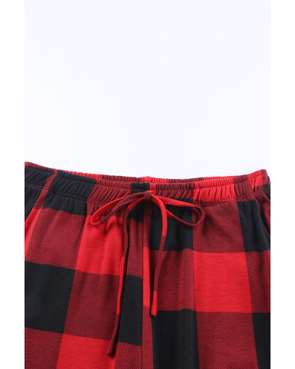 Red Plaid Merry Christmas Graphic Loungewear Set - S