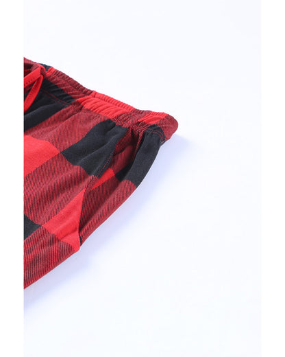 Red Plaid Merry Christmas Graphic Loungewear Set - S