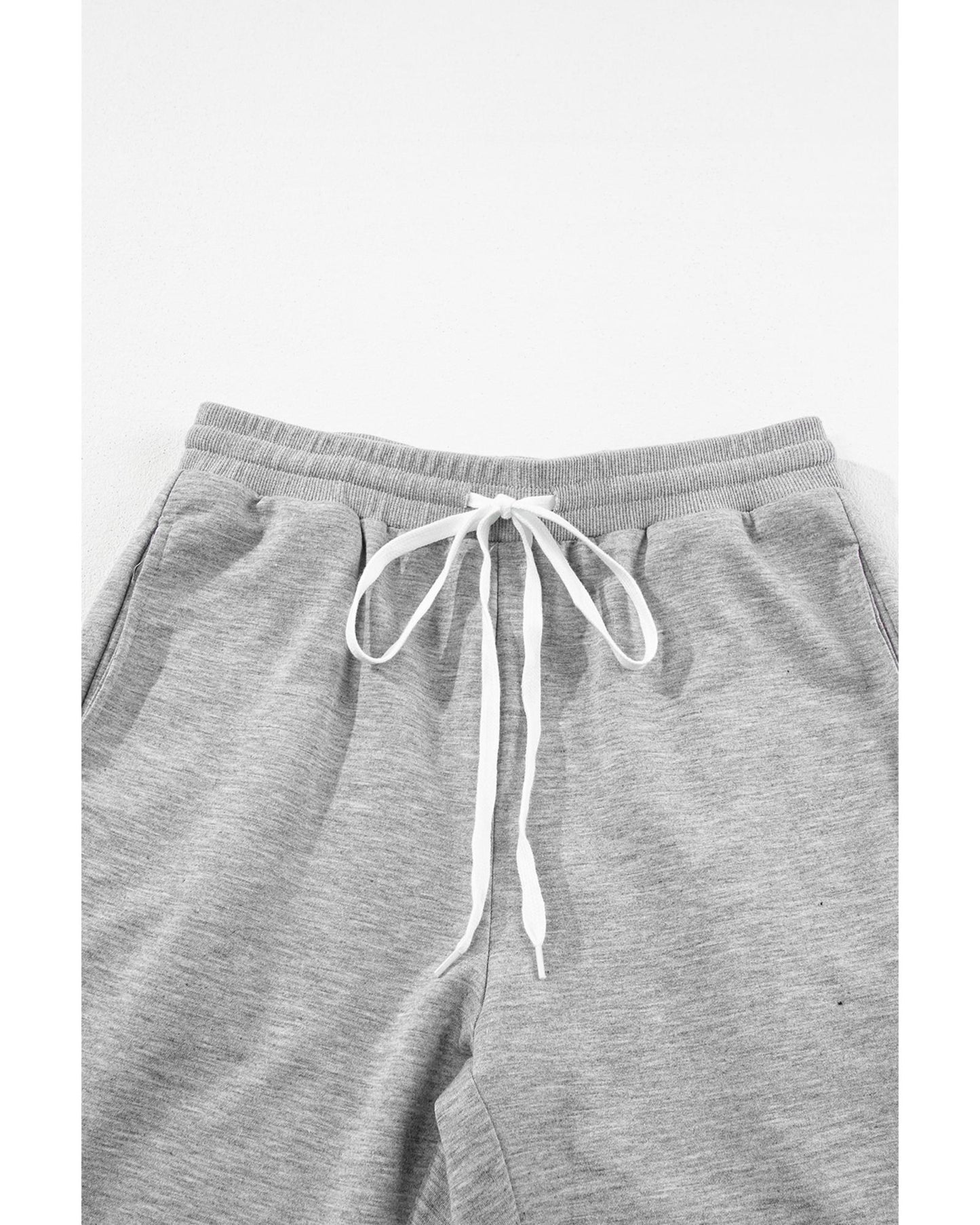 Gray Drawstring Hoodie and High Waist Pants Lounge Set - L