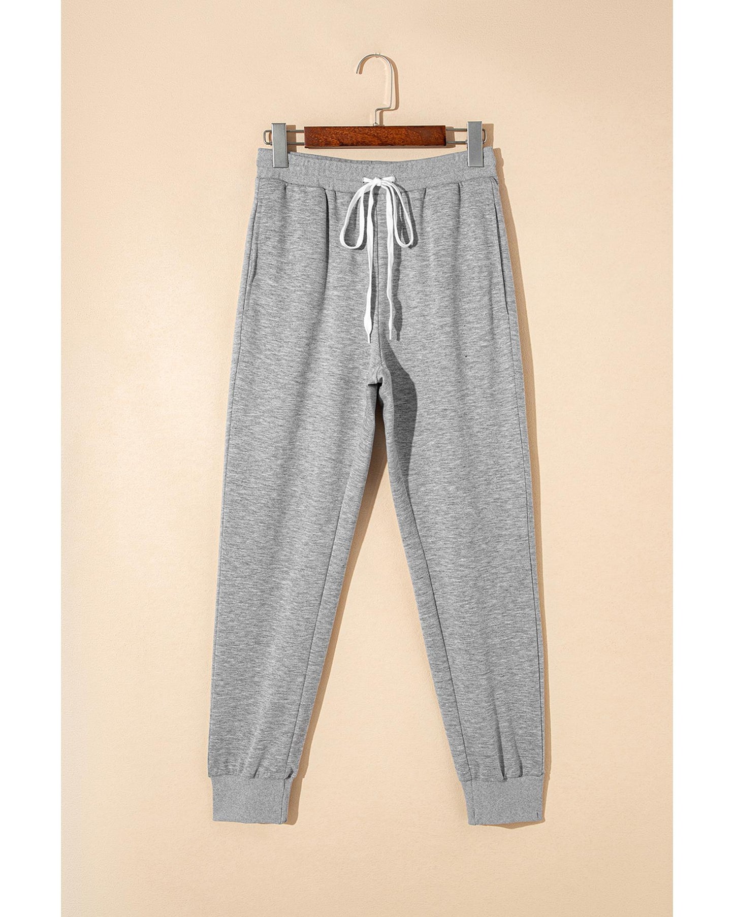 Gray Drawstring Hoodie and High Waist Pants Lounge Set - L