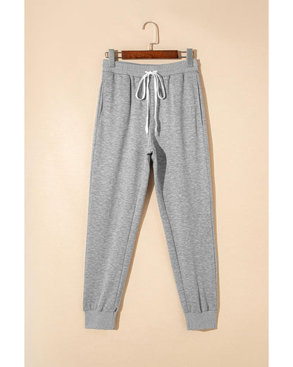 Gray Drawstring Hoodie and High Waist Pants Lounge Set - L