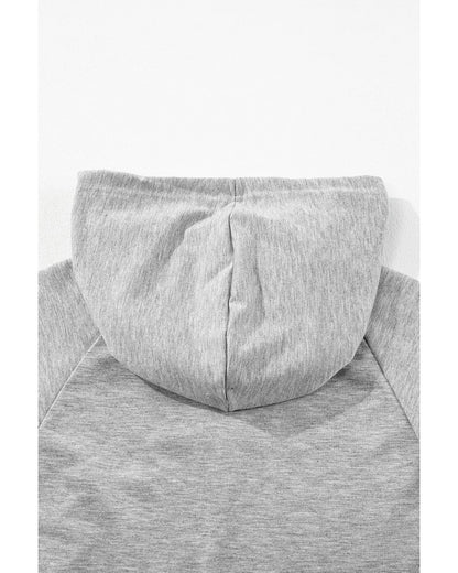 Gray Drawstring Hoodie and High Waist Pants Lounge Set - L