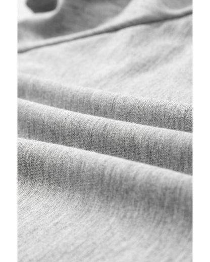 Gray Drawstring Hoodie and High Waist Pants Lounge Set - L