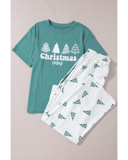 Skobeloff Christmas Tree Print Tee and Pants Lounge Set - S