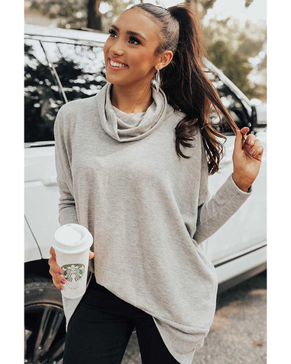 Gray Cowl Neck Shift Tunic Top - M