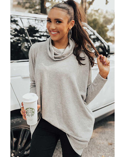 Gray Cowl Neck Shift Tunic Top - M