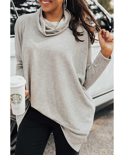 Gray Cowl Neck Shift Tunic Top - M