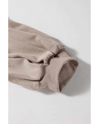 Goat Half Lantern Sleeve Solid Colour Pullover Top - S