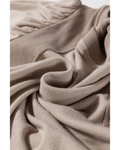 Goat Half Lantern Sleeve Solid Colour Pullover Top - S