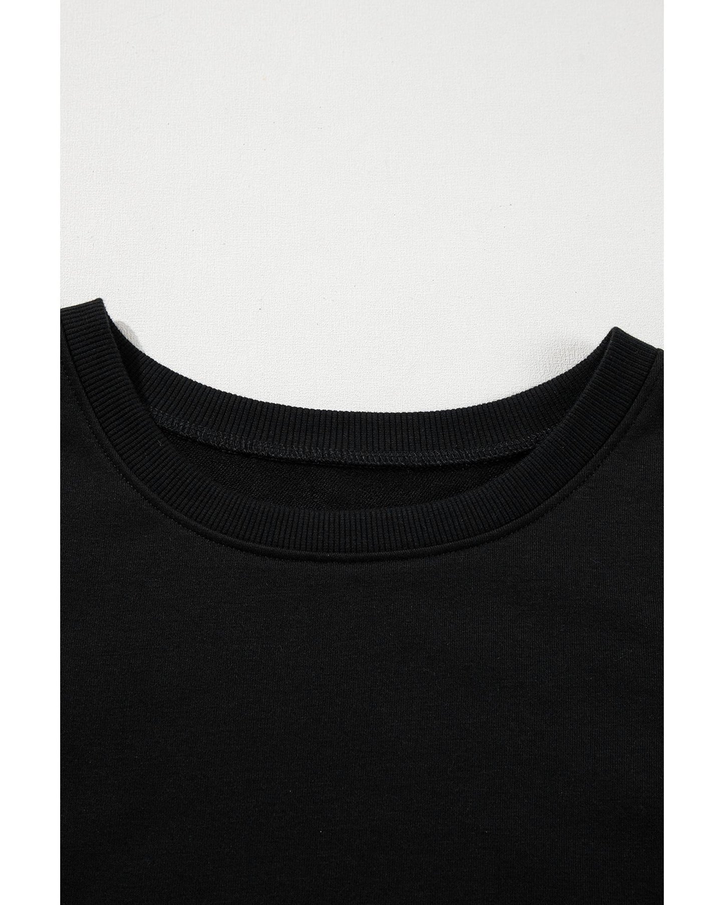 Black Contrast Stitches Detail Puffy Half Sleeve Blouse - M