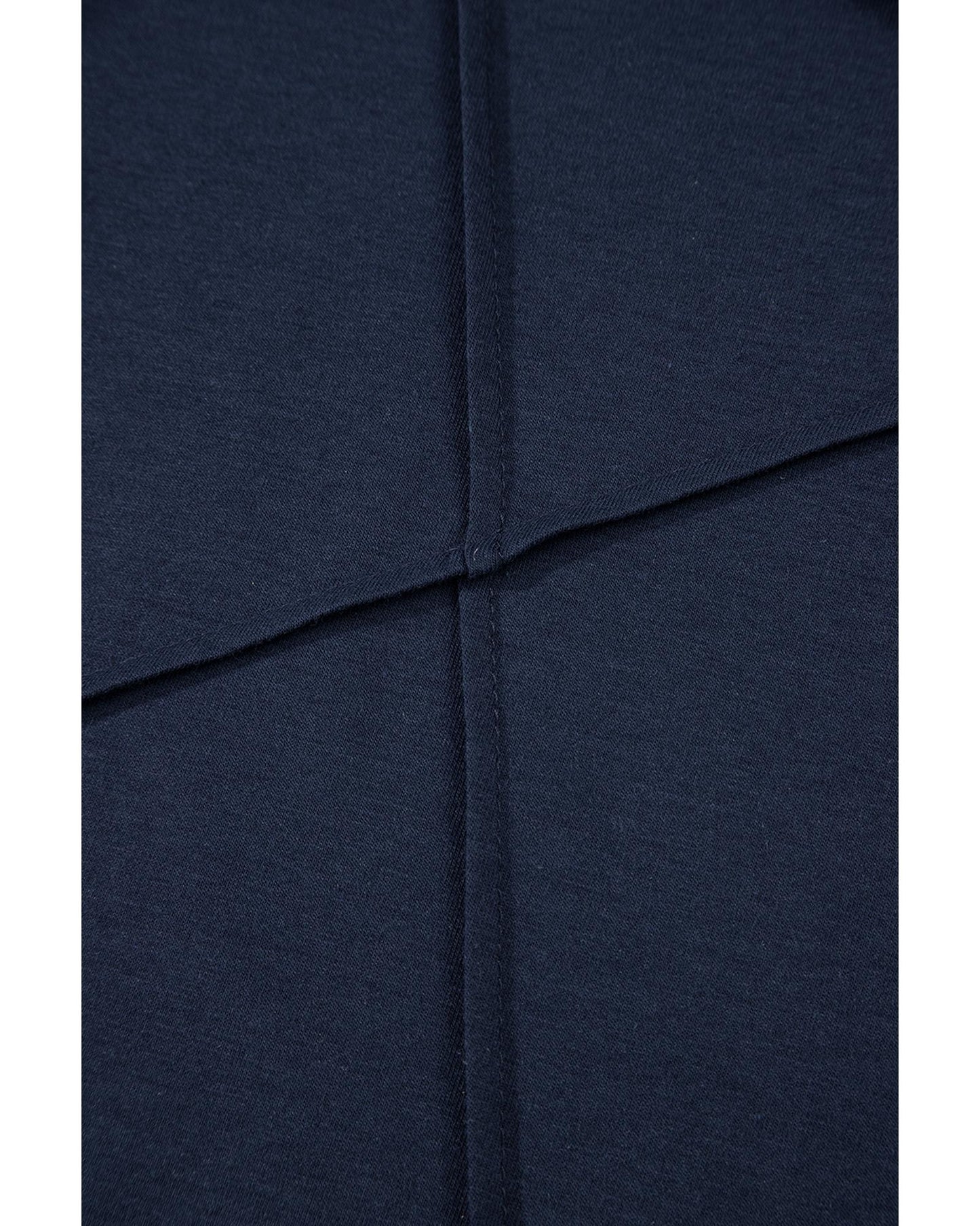 Dirty blue Solid Color Toothpick Stripe Round Neck T Shirt - S