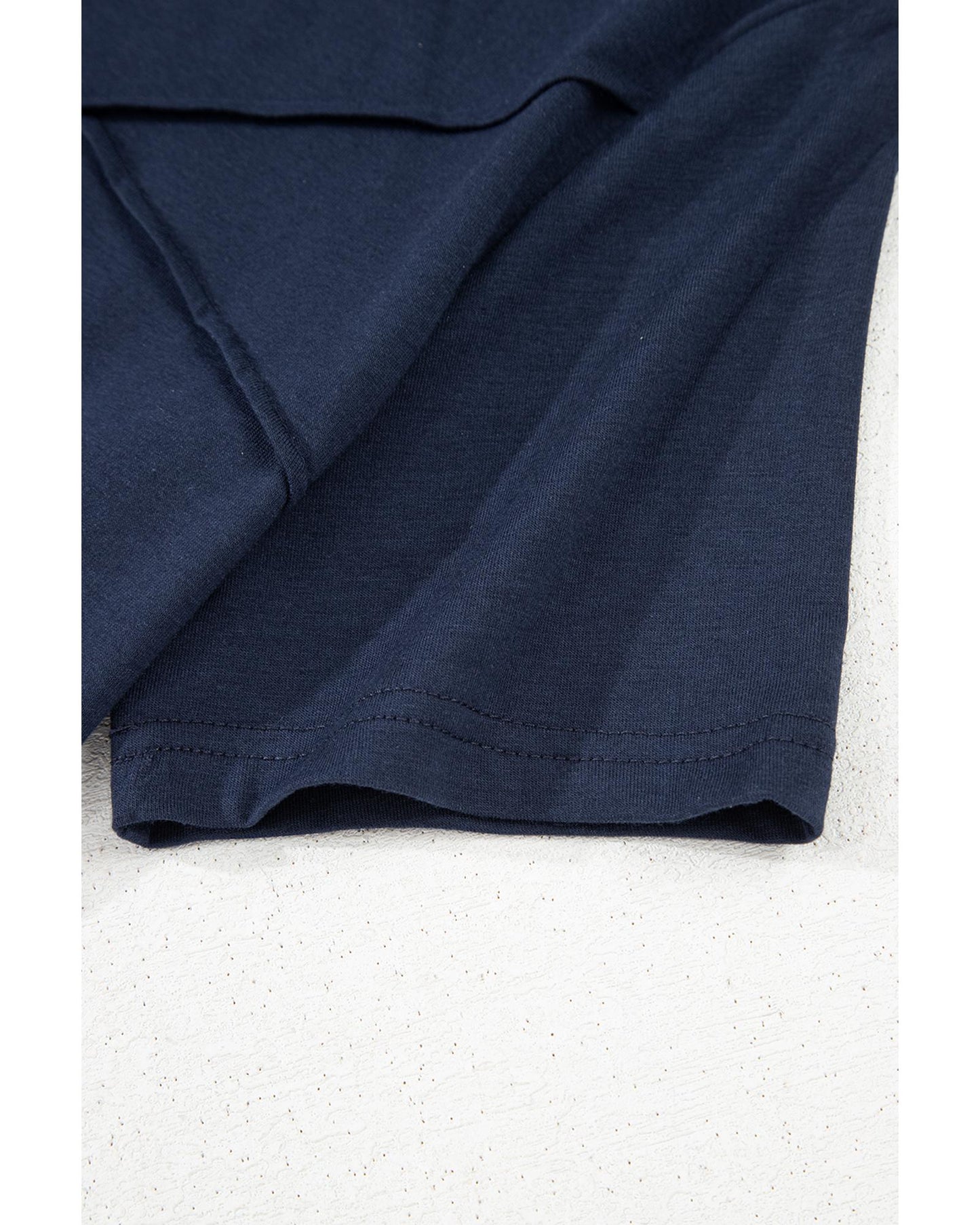 Dirty blue Solid Color Toothpick Stripe Round Neck T Shirt - S