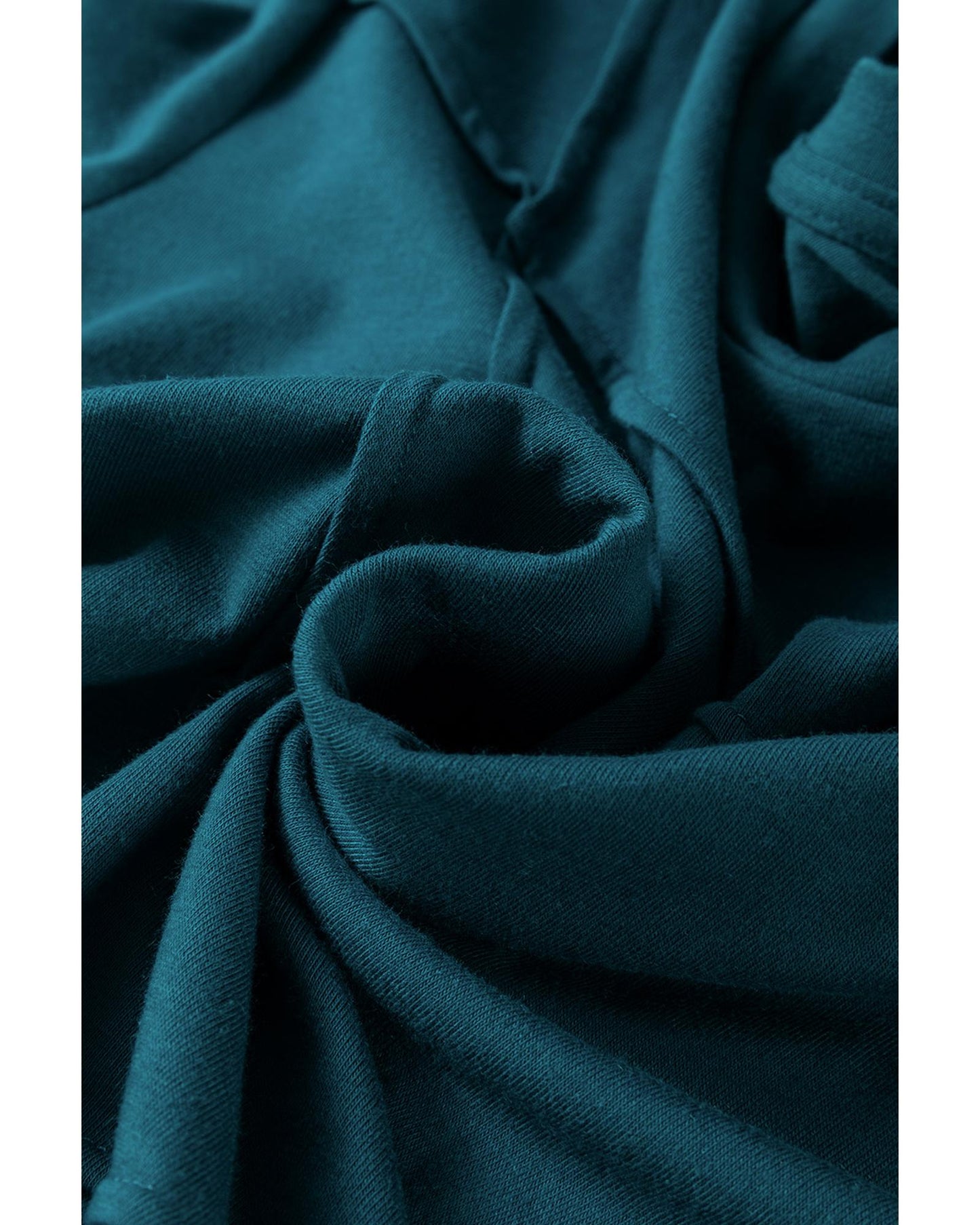 Blue Sapphire Solid Color Toothpick Stripe Round Neck T Shirt - L