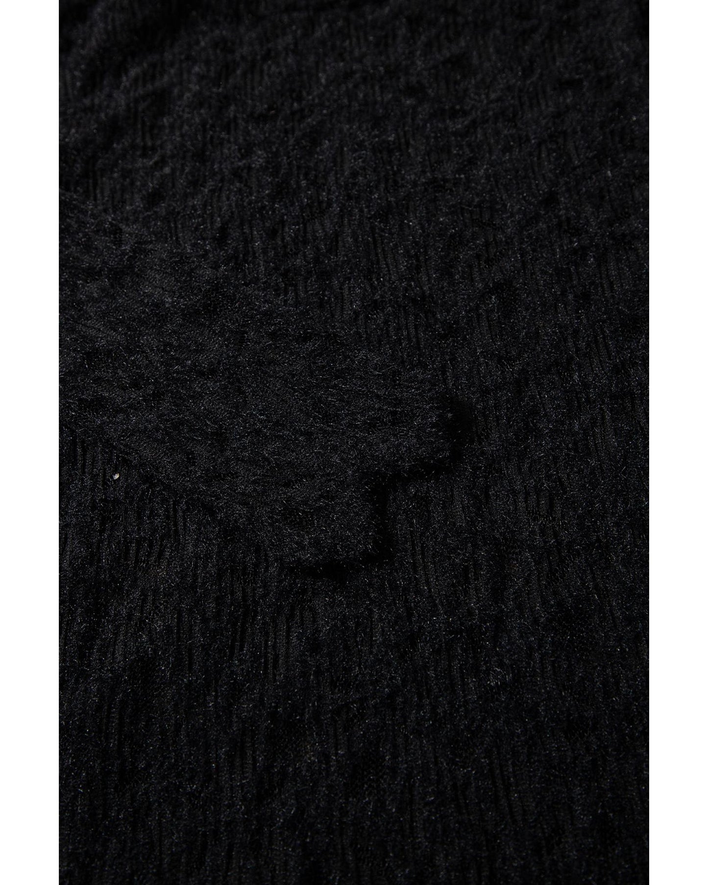 Black Flower Lace See Through Mock Neck Long Sleeve Top - L