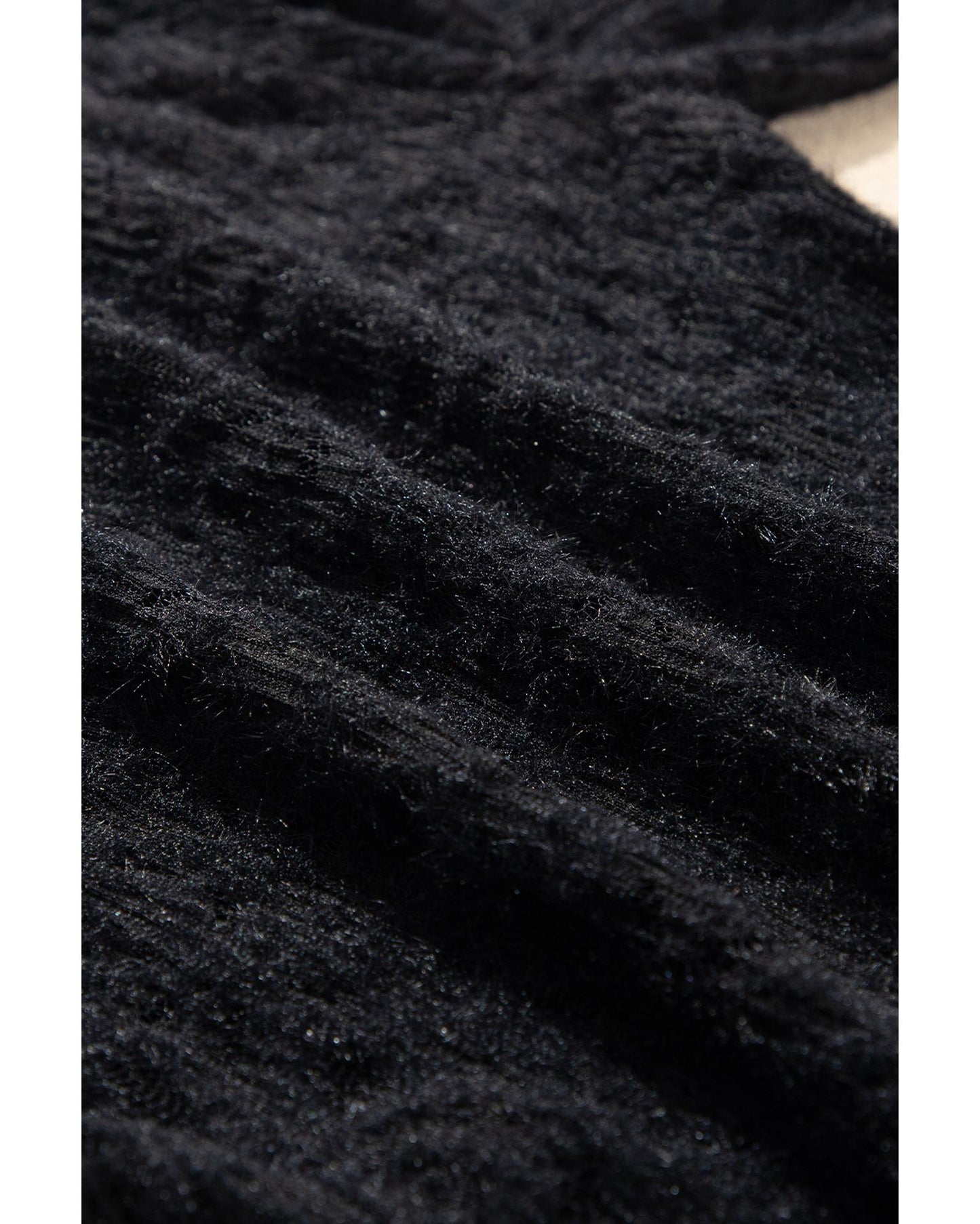 Black Flower Lace See Through Mock Neck Long Sleeve Top - L