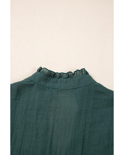 Skobeloff Frilled V Neck Ruffled Cap Sleeve Blouse - M